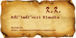 Kálmánczi Klaudia névjegykártya